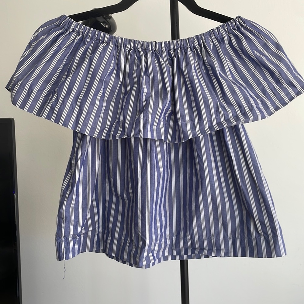 Aritzia wilfred | off the shoulder striped blouse | XXS